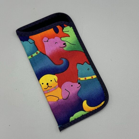 Puppy Dog Fabric Reading Eye Glass Pocket Case Multi Color Animal Themed Soft - Picture 2 of 4